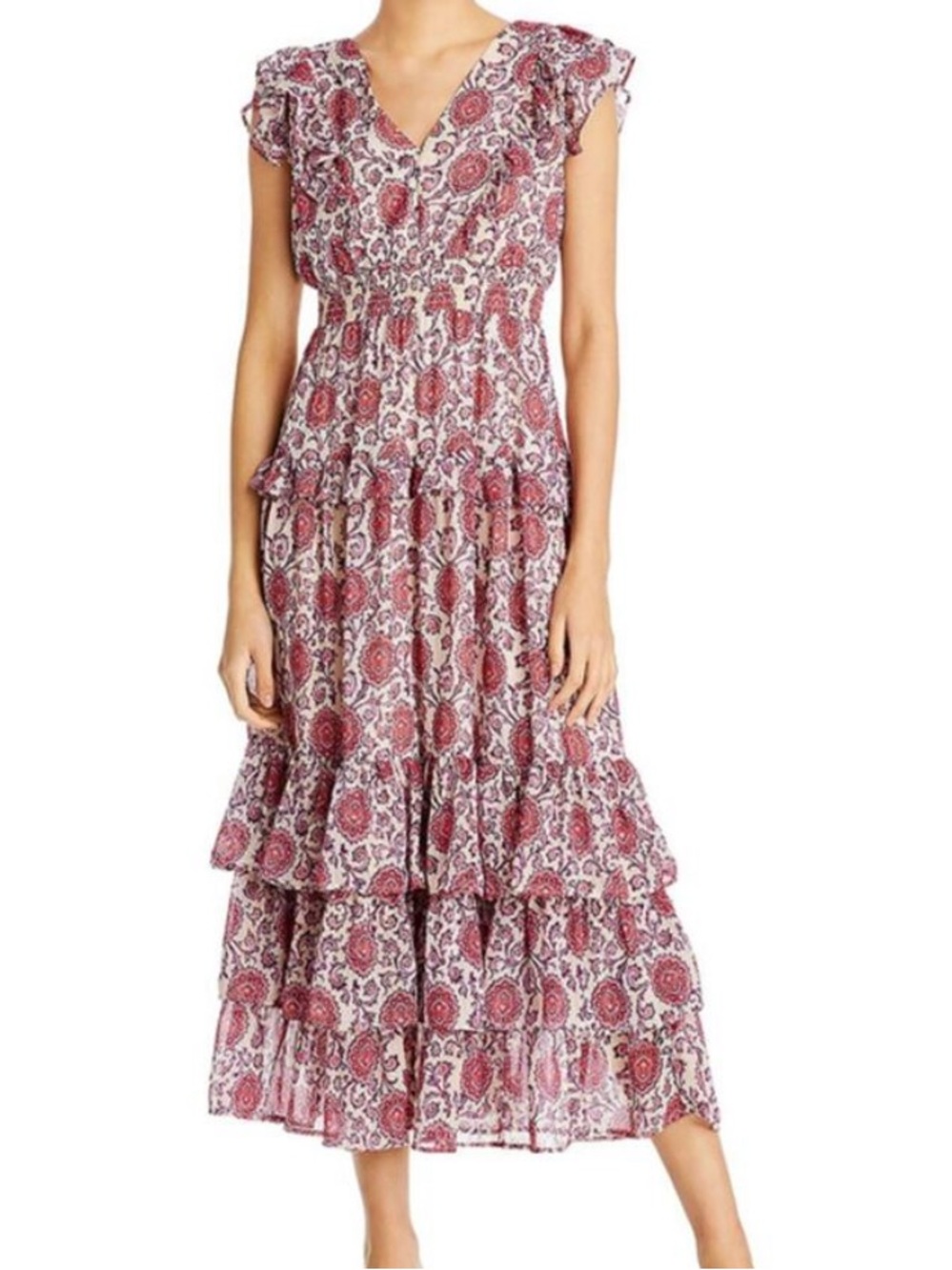 NWT Aqua Paisley Tiered Maxi